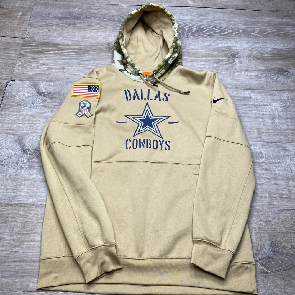 Nike Dallas Cowboys Salute to Service Hoodie Mens Large Tan Polyester AT6728-297